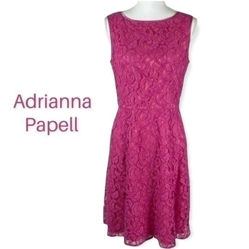 Anthropologie Adrianna Papell Pink Lace Party Event Dress NWOT